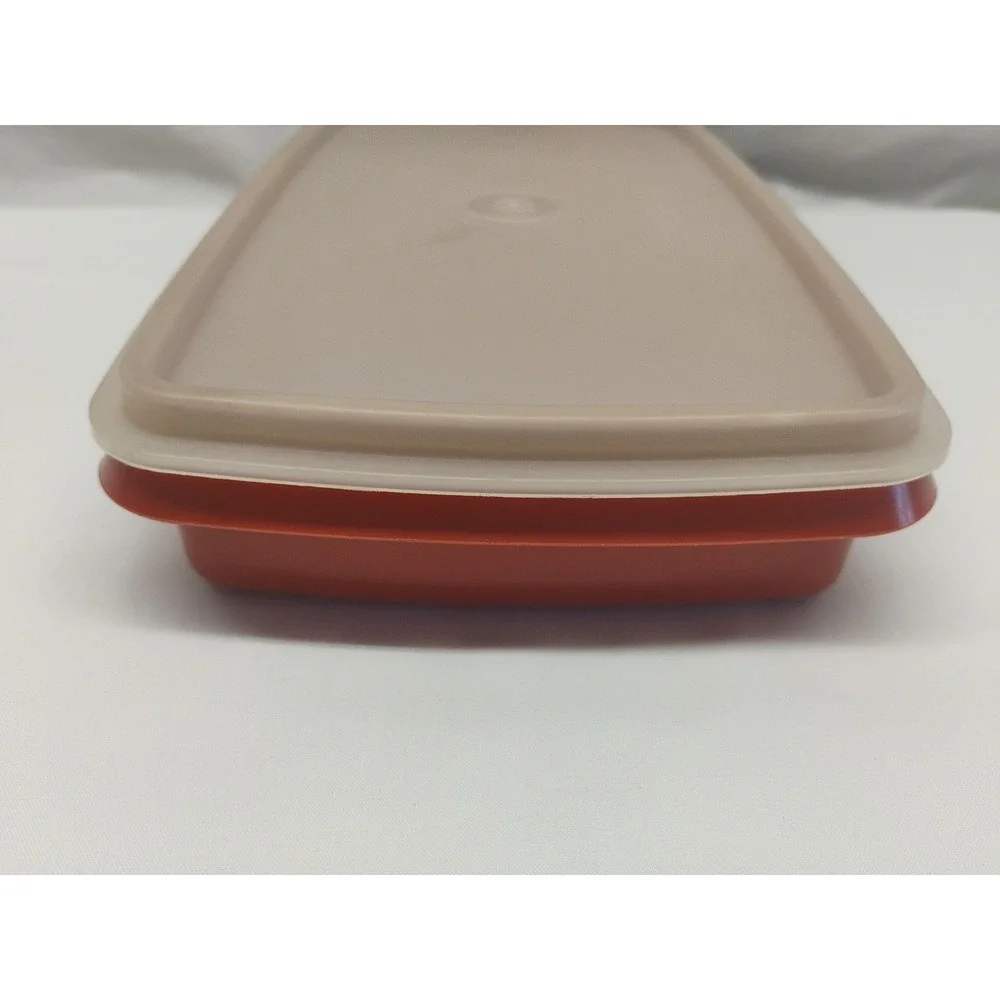 Tupperware 816-12 Rectangular Storage Container Burnt Orange Deli w/ Lid USA Vtg